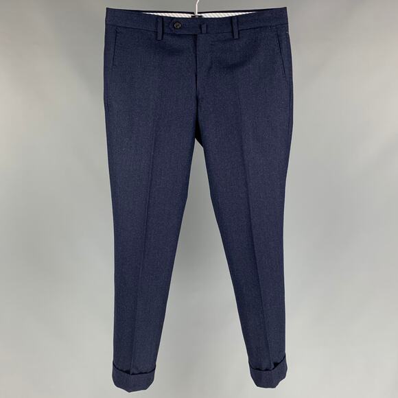 UNIVERSAL LANGUAGE Size 28 Navy Wool Cuffed Dress Pants - Picture 1 of 5